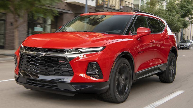 The 2019 Chevrolet Blazer is an all-new midsize SUV offered in L, Blazer, RS and Premier trims sharing a wide stance, tight proportions and a high beltline. A leather-wrapped steering wheel and shift knob are standard. Chevrolet photo