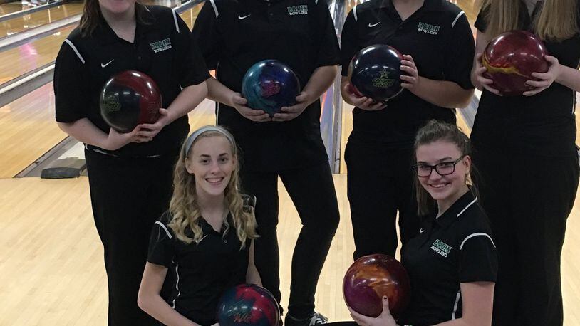 Badin High School’s girls bowling team is leading the Greater Catholic League Coed Division this season. SUBMITTED PHOTO
