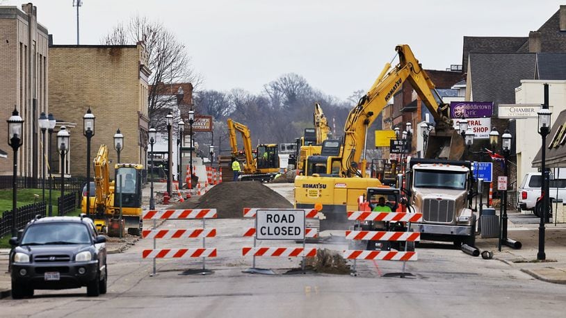 A major construction project continues on Central Avenue in Middletown. Live entertainment is scheduled to play downtown during the monthly First Friday event. NICK GRAHAM/STAFF