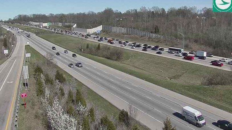 A two-vehicle crash slowed traffic on Interstate 75 in Butler County on Tuesday, April 9, 2019.