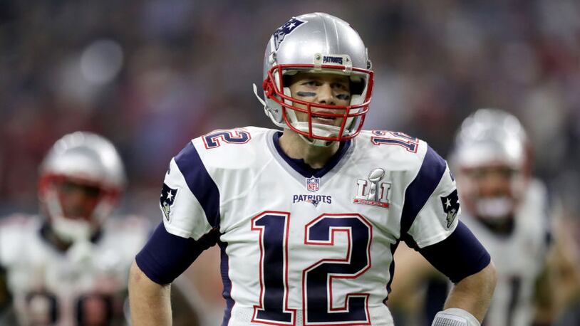 A Kent, Washington, teen alerted authorities to a jersey worn by Tom Brady of the New England Patriots during Super Bowl 51.  (Photo by Ronald Martinez/Getty Images)