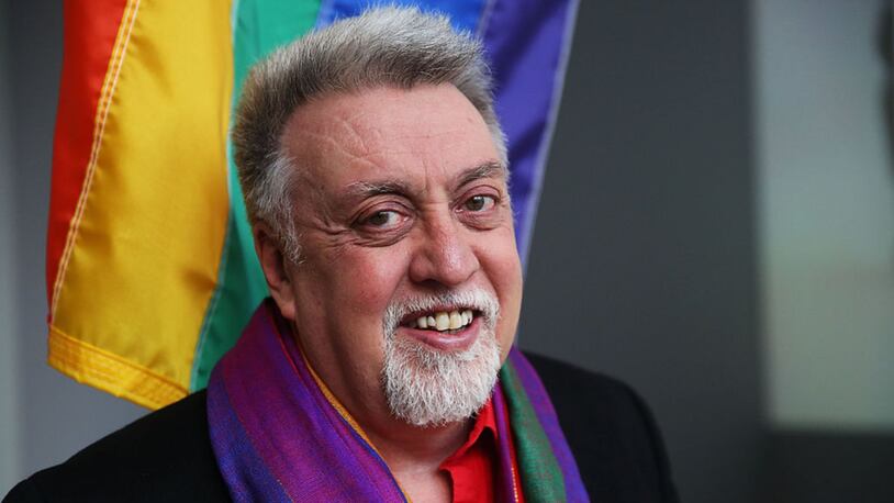 Rainbow Flag Creator Gilbert Bakerhas died at age 65. (Photo by Spencer Platt/Getty Images)