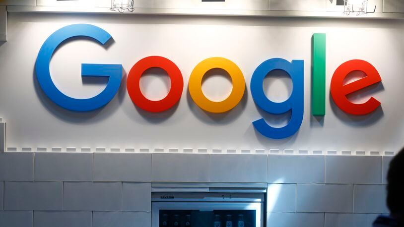 The Google logo stands on display at the 2018 NOAH conference. Reports say Google may be opening its first flagship retail store in Chicago. (Photo by Michele Tantussi/Getty Images)