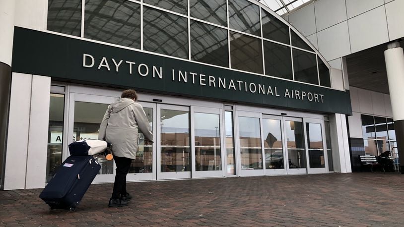 A traveler enters the Dayton International Terminal, which is under renovations currently. KARA DRISCOLL/STAFF