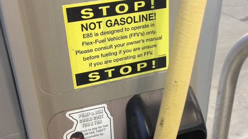 This gas pump s signage warns owners that E85 is intended to be used only in vehicles that are designed to use this fuel. James Halderman photo