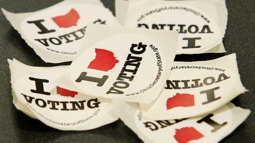 Voting stickers (Photo by Jay LaPrete/Getty Images)