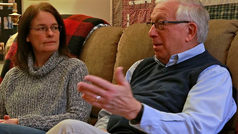 Scott Griswold and his wife, Karen, talk about Scott's Alzheimers diagnosis and the possibility of help from a new drug Thursday, Jan. 12, 2023. BILL LACKEY/STAFF