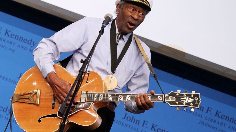 Boston, MA - FEBRUARY 26: Chuck Berry performs during the 2012 Awards for Lyrics of Literary Excellence at The John F. Kennedy Presidential Library And Museum on February 26, 2012 in Boston, Massachusetts. (Photo by Marc Andrew Deley/Getty Images)