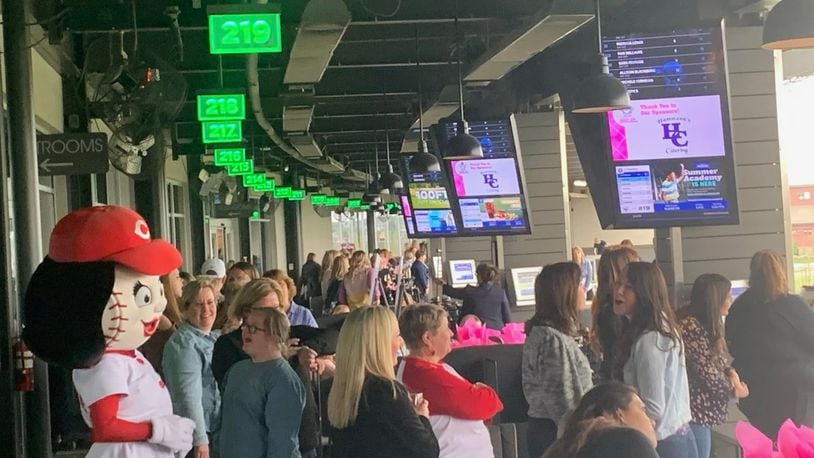 More than 200 women from the greater Cincinnati region, participated in the inaugural Leading Ladies Night Out at Topgolf in West Chester Twp. that supported the Nuxhall Foundation. PROVIDED 