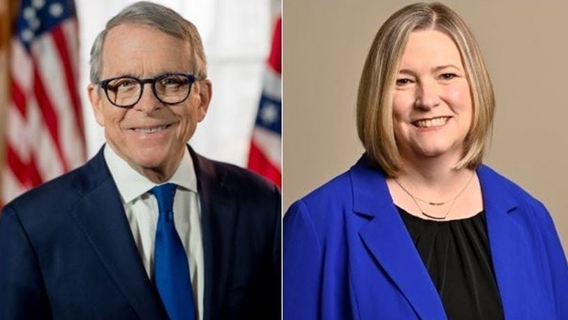 Ohio Gov. Mike DeWine, (left) a Republican, and former Dayton Mayor Nan Whaley, (right) a Democrat, are running for Ohio governor in the Nov. 8, 2022 General Election.