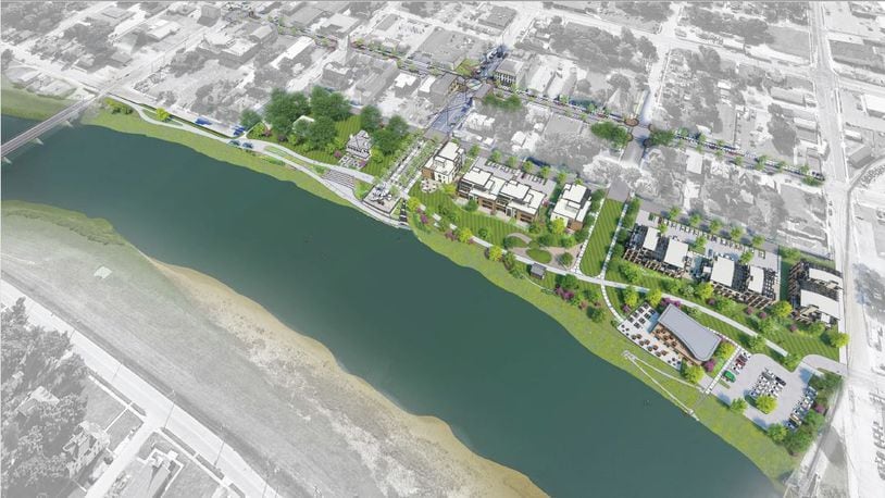 This an artist's rendition of how Franklin plans to revitalize Main Street and it's riverfront along the Great Miami River over the next several years. CONTRIBUTED/CITY OF FRANKLIN