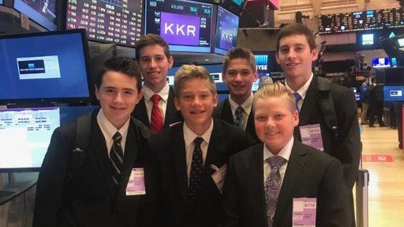 Students from Liberty Township’s Mother Teresa Catholic School won first and second place in Ohio for their stock market investor competition. One of the teams, which includes members Andrew Meister, David Schweinefuss, Michael Schweinefuss, Conner Sands, Andrew Winslow and Andrew Larkin won a trip to New York City that included a visit to the New York Stock Exchange.