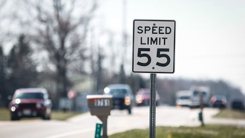 This speed limit sign south of Nutt Road on State Route 48 in Washington Twp. maybe going up. There's a proposal to increase Ohio's speed limits on parts of state routes and county roads outside of city limits. JIM NOELKER/STAFF