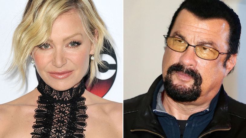 LEFT  Actress Portia de Rossi (Photo by Jerod Harris/Getty Images) | RIGHT Steven Seagal (Photo by Kristina Nikishina/Getty Images for Mercedes-Benz Fashion Week Russia)