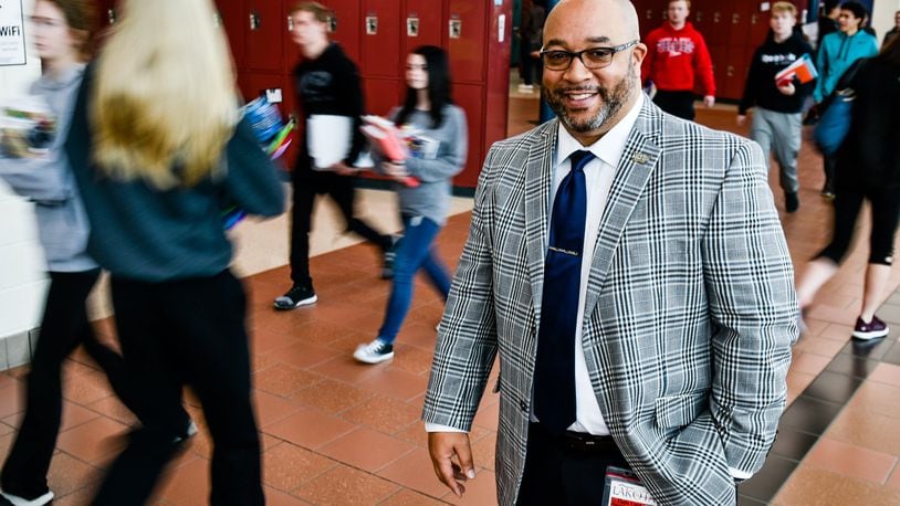 A history-making principal from Lakota Schools has been chosen as the next superintendent for a southwest Ohio school system. Former Lakota West High School Principal Elgin Card (pictured in 2018 at the school) was the district’s first African-American high school principal, has announced he has accepted the superintendent’s job at nearby Princeton Schools in northern Hamilton County. In recent years Card, who in 2020 was promoted from his principal position to senior director of the Lakota Outreach, Diversity and Inclusion (LODI) office, has overseen the 17,200-student district’s efforts in those areas.  NICK GRAHAM/STAFF