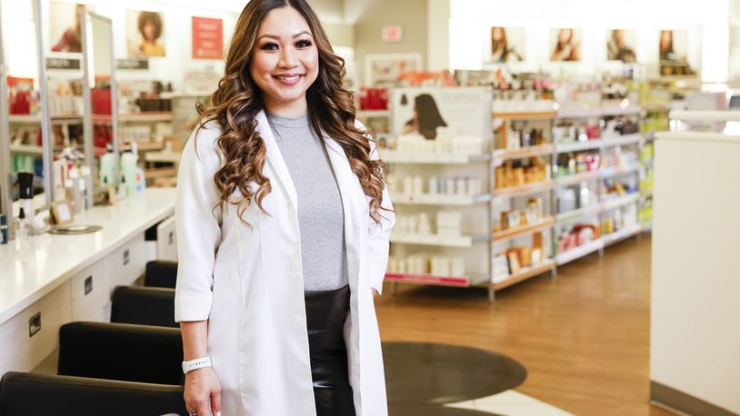 JoAnn Nguyen, a professional skin therapist and skin surfaces trainer for Ulta Beauty, recently set a sales milestone surpassing the Silver level goals for the last fiscal year. Nguyen sees clients for skin therapy, make-up, piercings and more at Ulta Beauty at Bridgewater Falls and also travels the country to give trainings at other Ulta locations. NICK GRAHAM/STAFF 