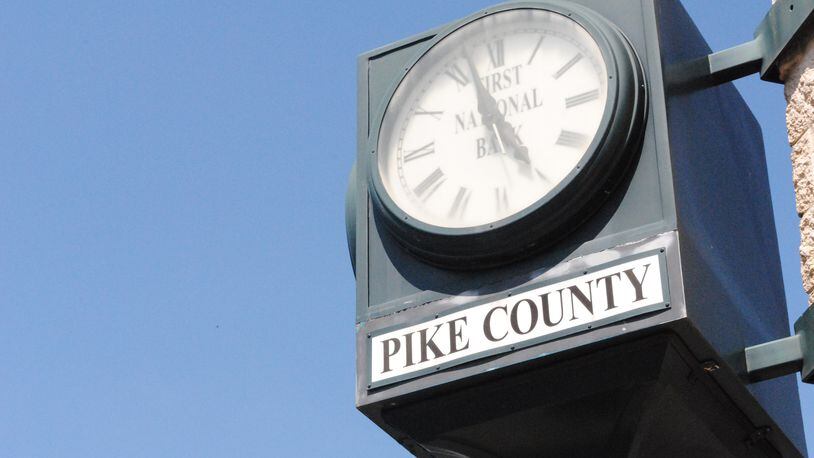 The Pike County Court clock. WILL GARBE / STAFF