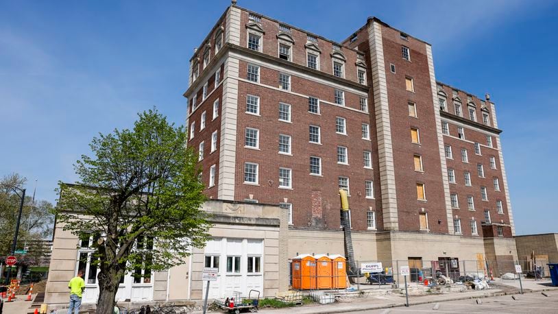 Construction continues Tuesday, April 16, 2024, on The Well House Hotel, a boutique hotel in the former Anthony Wayne apartments building that will be part of the Hilton Hotel chain's Tapestry Collection. The 54-room hotel is expected to be open near the end of 2024. NICK GRAHAM/STAFF
