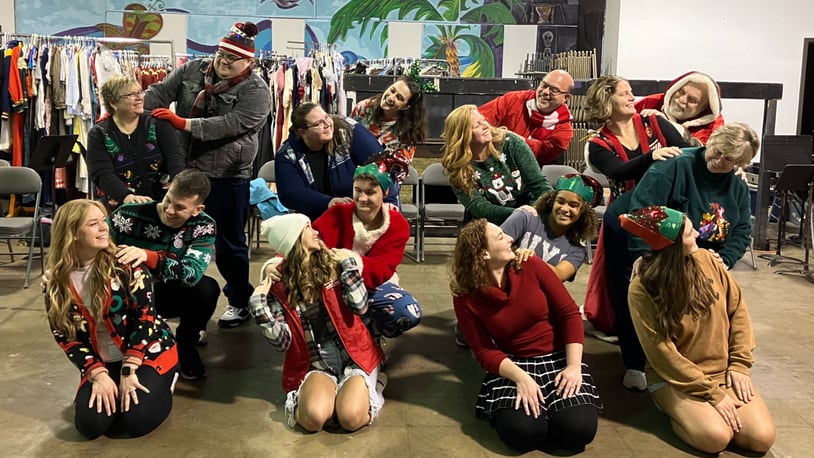 The cast of "All Wrapped Up For Christmas" rehearses at the Greater Hamilton Civic Theatre's building in Hamilton. CONTRIBUTED