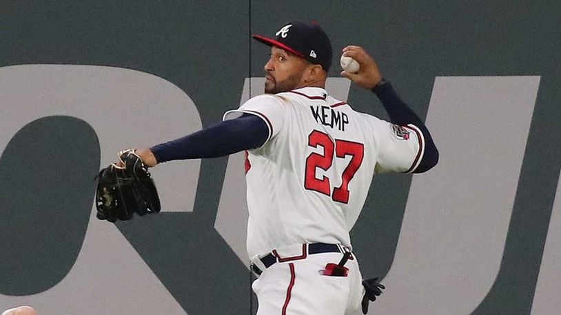 The Braves hope to improve their defense, and one area where they could do it quickly would be to replace injury-slowed left fielder Matt Kemp. (Photo: Curtis Compton/The Atlanta Journal-Constitution)