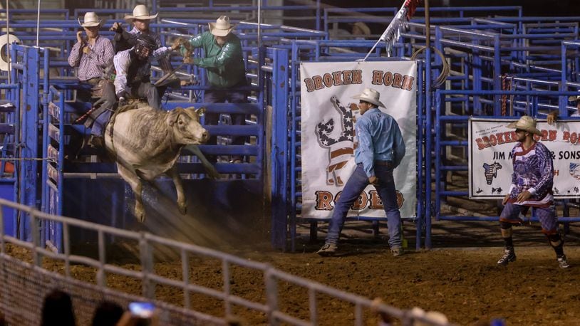 Broken Horn Rodeo provided the entertainment in the grandstands at the Butler County Fair Tuesday night, July 27, 2021 in Hamilton. NICK GRAHAM / STAFF