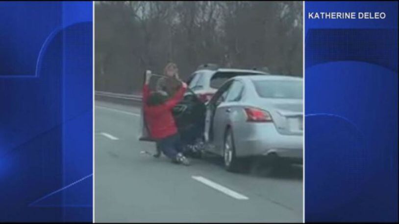A passing driver recorded a road rage incident between two other drivers  recently. (Photo courtesy Katherine Deleo)