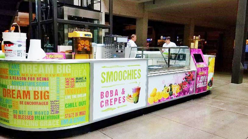 Smoochies Boba & Crepes will open by November inside The Foundry at Liberty Center. The new business will serve  smoochies,  a nickname for fresh fruit smoothies served with  boba,  or bubble tea served with tapioca pearls. CONTRIBUTED