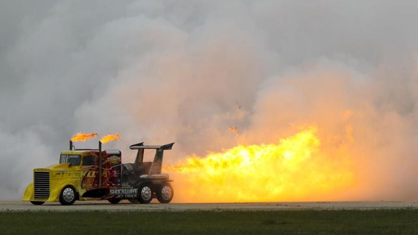 The Shockwave Jet Truck, seen in this 2014 file photo, at the Vectren Dayton Air Show. GREG LYNCH / STAFF