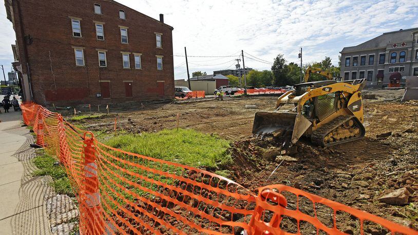 A new parking lot is being built on Main Street next to the under construction Fleurish Home, which plans to open next door at 135 Main St. before the year ends. (NICK GRAHAM/STAFF)
