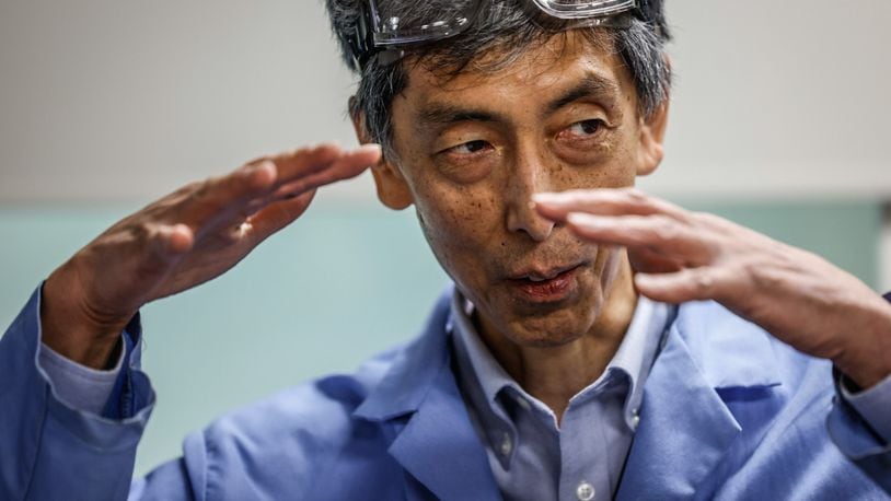 Takahiro Yamada is the senior research scientist of power and energy at the University of Dayton Research Institute. Yamada is working on removing PFAS from different materials. JIM NOELKER/STAFF