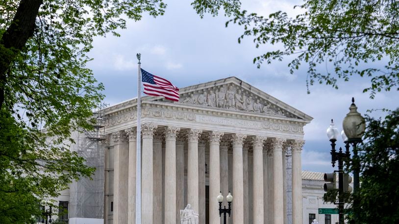 Supreme Court is seen as the justices prepare to hear arguments over whether Donald Trump is immune from prosecution in a case charging him with plotting to overturn the results of the 2020 presidential election, on Capitol Hill in Washington, Thursday, April 25, 2024. (AP Photo/J. Scott Applewhite)