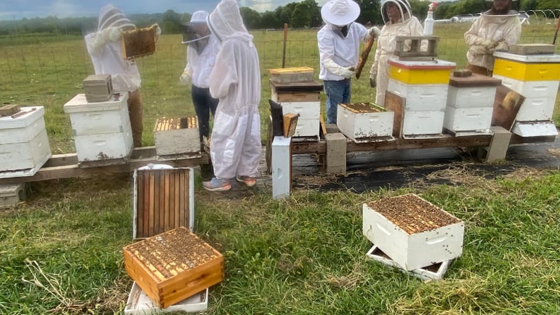 Shown here is a class led by Larry Johnson, a Somerville beekeeper who has classes on safety, comfort in handling bees, swarm collection and more. CONTRIBUTED