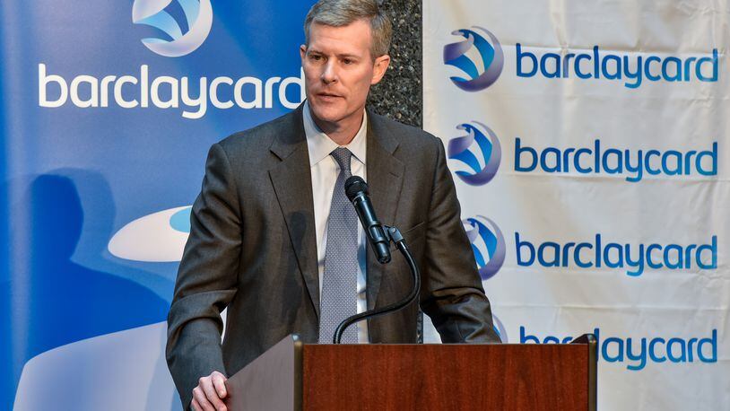 John Minor, president and chief investment officer for JobsOhio, speaks at a ribbon cutting ceremony and tour of the Barclay card facility in Hamilton in May 2016. NICK GRAHAM/STAFF