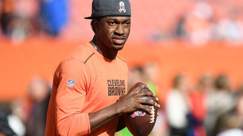 CLEVELAND, OH - NOVEMBER 06: Robert Griffin III warms up before the game against the Dallas Cowboys at FirstEnergy Stadium on November 6, 2016 in Cleveland, Ohio. (Photo by Jason Miller/Getty Images)