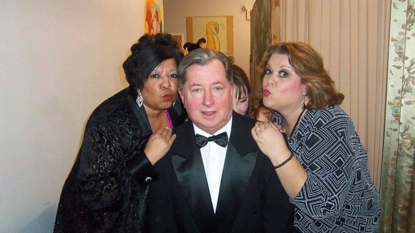 Ted Hennis is on the board of the Lebanon Theatre Company. This is a behind-the-scenes photo from a previous LTC fundraiser, a few years ago. Pictured are Tracie Mills (left), Hennis and Gina Davidson. Hennis says, “We like to ham it up between acts.” CONTRIBUTED