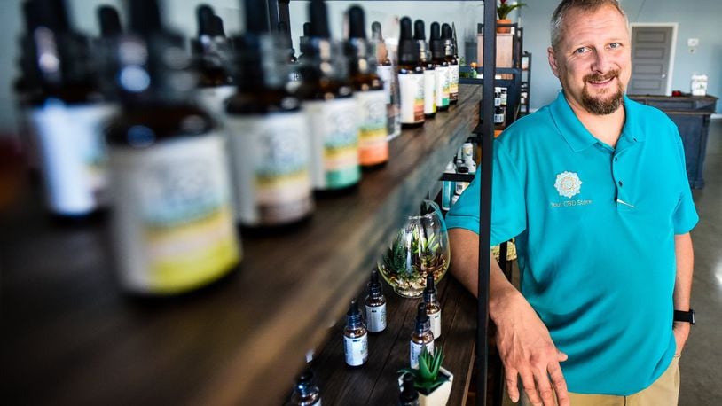 Jeff Butterfield has opened Your CBD Store at 120B N 2nd Street in Hamilton. They carry a full line of We carry CBD water soluble, CBD oil, CBD Tinctures, CBD edibles, CBD Vape products, CBD pet care, CBD skin care, and CBD pain cream. The products are derived from 100% organic, nonGMO industrial hemp so they have 0% THC and can be purchased without a prescription. NICK GRAHAM/STAFF