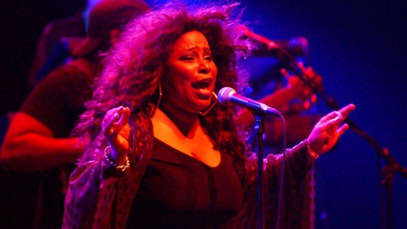 US singer Chaka Khan performs on stage at the Blue Balls Festival, in Lucerne, Switzerland, at the Congress Center, Saturday, July 20, 2002. The 10th Lucerne Blues Session lasts until July 27. (AP Photo/Keystone, Sigi Tischler)