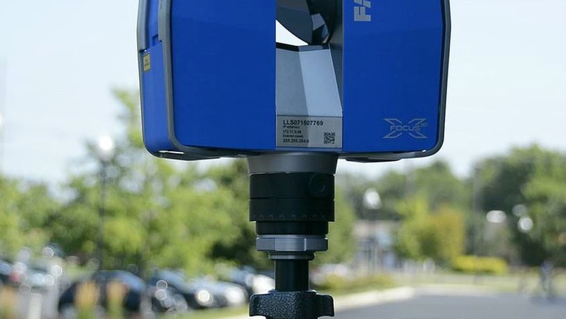 The city of Fairfield has invested drug forfeiture money in new technology that helps improve efficiencies in police work. Pictured is the city’s 3-D laser scanner that takes interactive images of crime scenes and serious accident scenes. MICHAEL D. PITMAN/STAFF