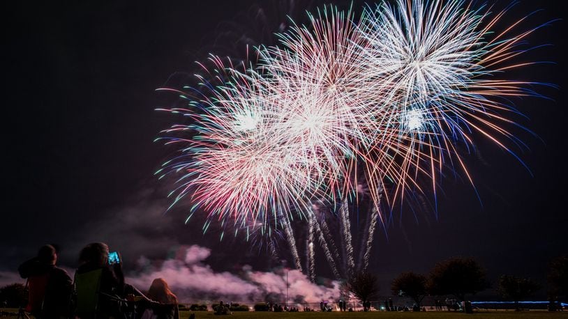 Fireworks are legal to buy in Ohio, but illegal to possess and set off. Pictured is a previous fireworks display at the Broad Street Blast at Smith Park in Middletown. NICK GRAHAM/FILE
