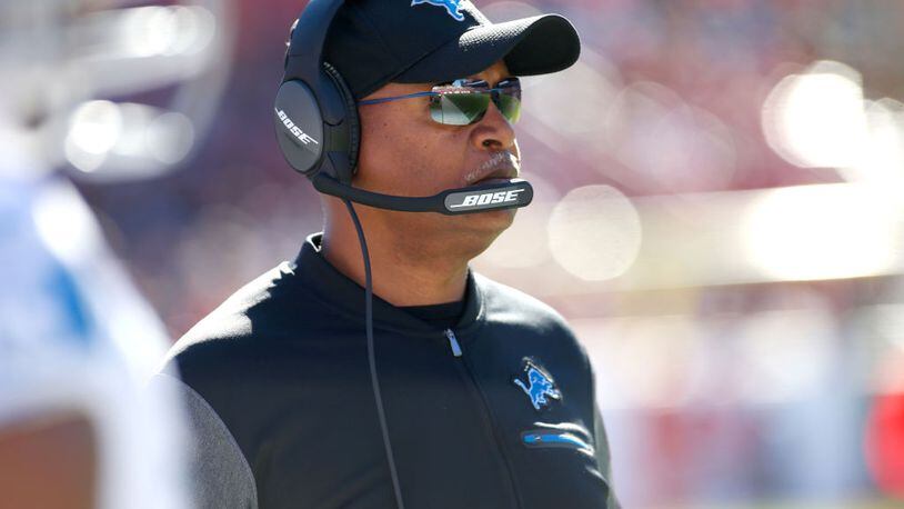 TAMPA, FL - DECEMBER 10: Head coach Jim Caldwell of the Detroit Lions looks on from the sidelines during the second quarter of an NFL football game against the Tampa Bay Buccaneers on December 10, 2017 at Raymond James Stadium in Tampa, Florida. (Photo by Brian Blanco/Getty Images)
