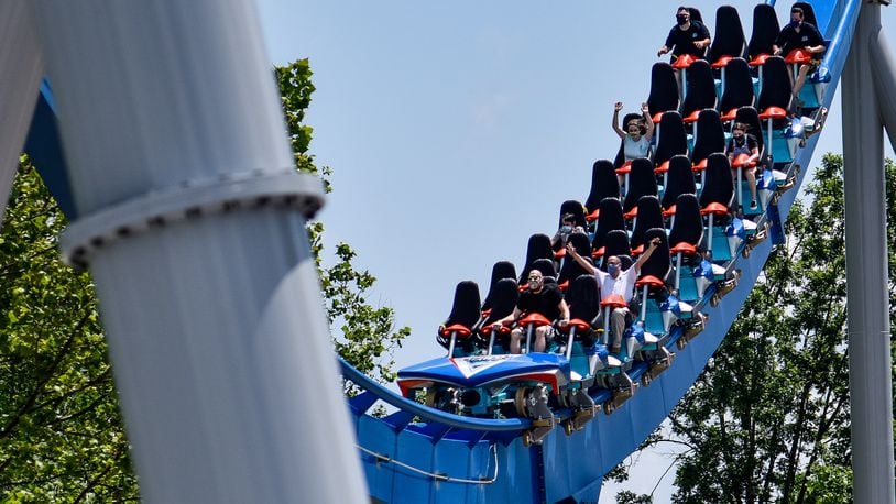 The Orion giga coaster is seen in Area 72 at Kings Island in Mason. Orion is 5,321 feet long, 287 feet tall with a first drop of 300 feet and will reach speeds up to 91 miles per hour. FILE