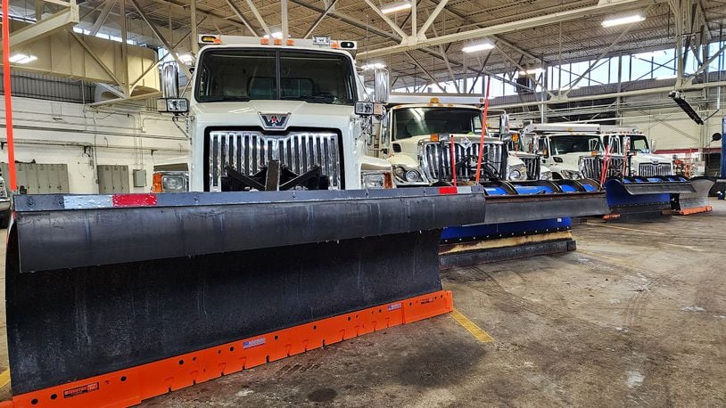 Crews and snow plows are loaded and prepared for snow and weather Thursday, Dec. 22, 2022 at the City of Hamilton Municipal Garage. NICK GRAHAM/STAFF