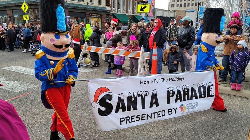 Middletown's 15th Santa Parade kicks off at 4 p.m. Saturday, Nov. 26, 2022 from MidPointe Library and concludes at Manchester Avenue. Middletown native Kyle Schwarber will serve as grand marshal of the Santa Parade after helping the Philadelphia Phillies to their first postseason since 2011. Besides Schwarber, the parade will feature Santa and Mrs. Claus riding in a Middletown fire truck, numerous floats, characters in costumes, musical groups and dance teams. When the parade ends, the official city of Middletown Christmas tree will be lit. NICK GRAHAM/FILE PHOTO