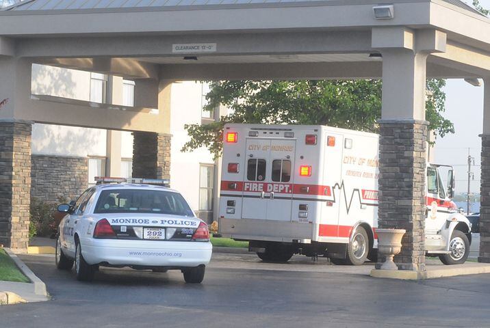 A medic and police at the hotel