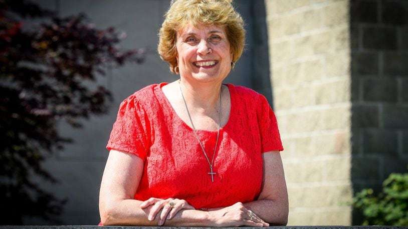 Patrice Harty is retiring after 46 years with Bishop Fenwick High School. She spent most of that time as a Spanish teacher and most recently served in the office of Campus Ministry. NICK GRAHAM/STAFF