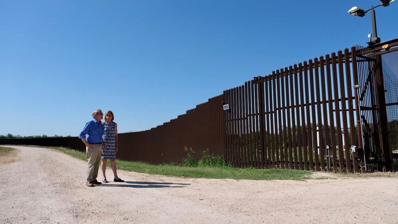 Ohio Gov. Mike DeWine and first lady Fran DeWine visit the border wall in Texas.