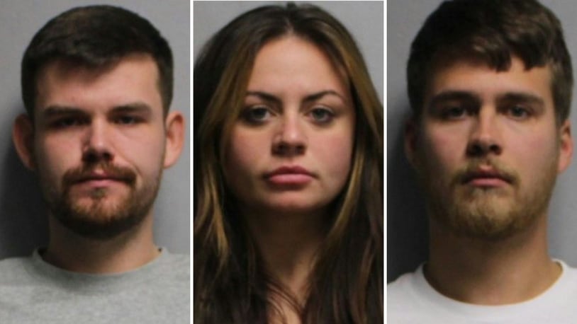 Charles Rowland, left; Heather Colby, middle and Cameron Andrew Bush, right were arrested in a Butler County drug raid. CONTRIBUTED/BUTLER COUNTY SHERIFF'S OFFICE