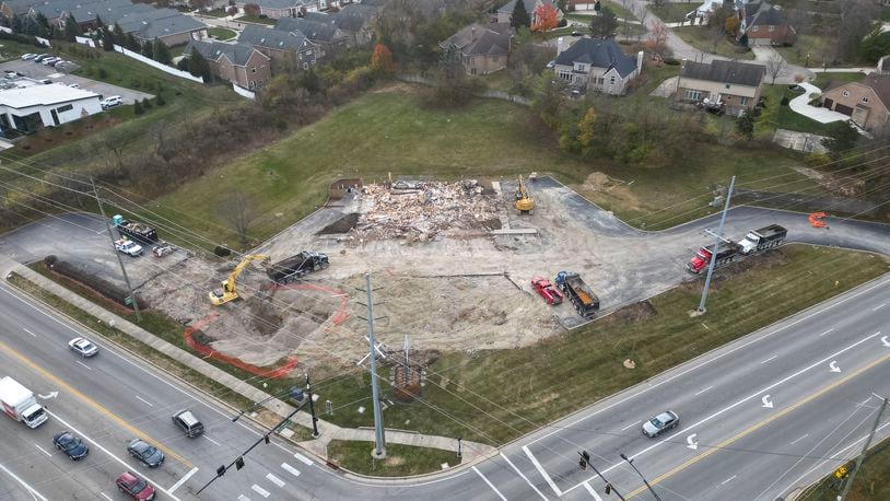 Site work is underway Wednesday, Nov. 29, 2023 on the new United Dairy Farmers building at the corner of Cincinnati Dayton Road and Liberty Way. The old UDF was demolished and a new one is being built at the same location. NICK GRAHAM/STAFF