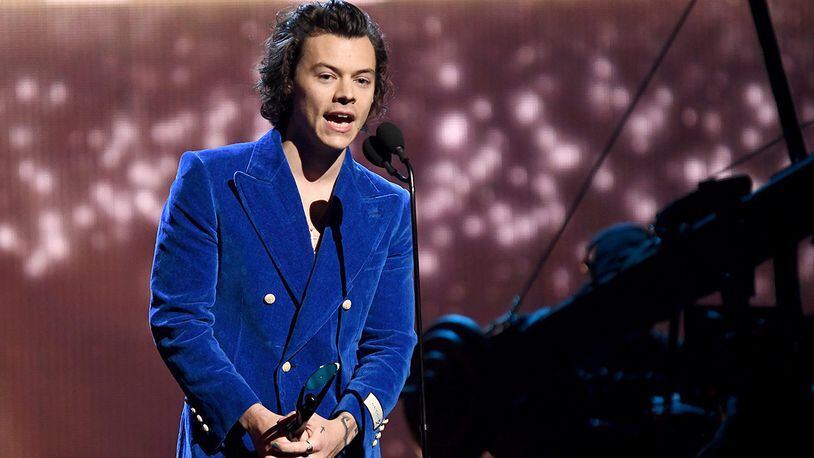 Harry Styles speaks onstage at the 2019 Rock & Roll Hall of Fame Induction Ceremony on March 29, 2019, in New York City.