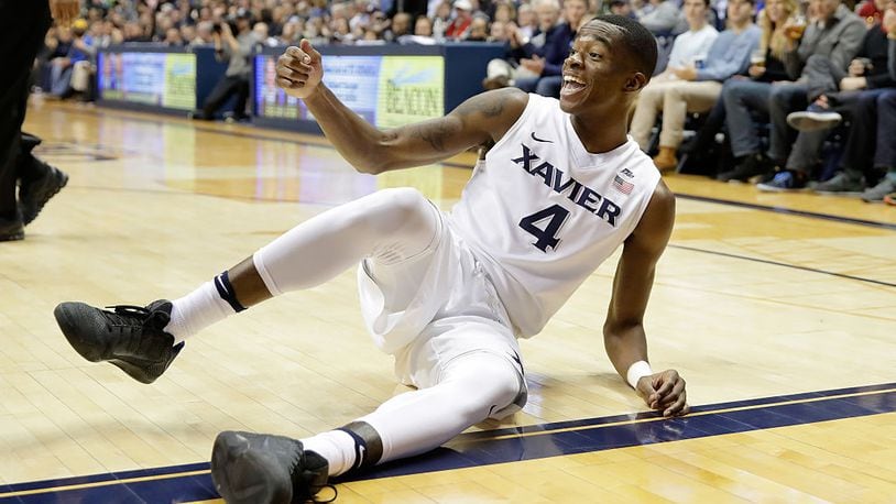 CINCINNATI, OH - DECEMBER 20:  Edmond Sumner #4 of the Xavier Musketeers  is all smiles after making a basket during the game against the Eastern Washington Eagles at Cintas Center on December 20, 2016 in Cincinnati, Ohio.  (Photo by Andy Lyons/Getty Images)